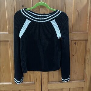 Black/white cable knit sweater